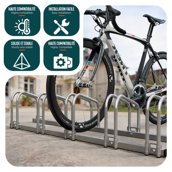 Râtelier range vélos - Support pour 6 vélos - Mural ou au sol - Porte-vélo en acier revêtu - VOUNOT® - Image 7