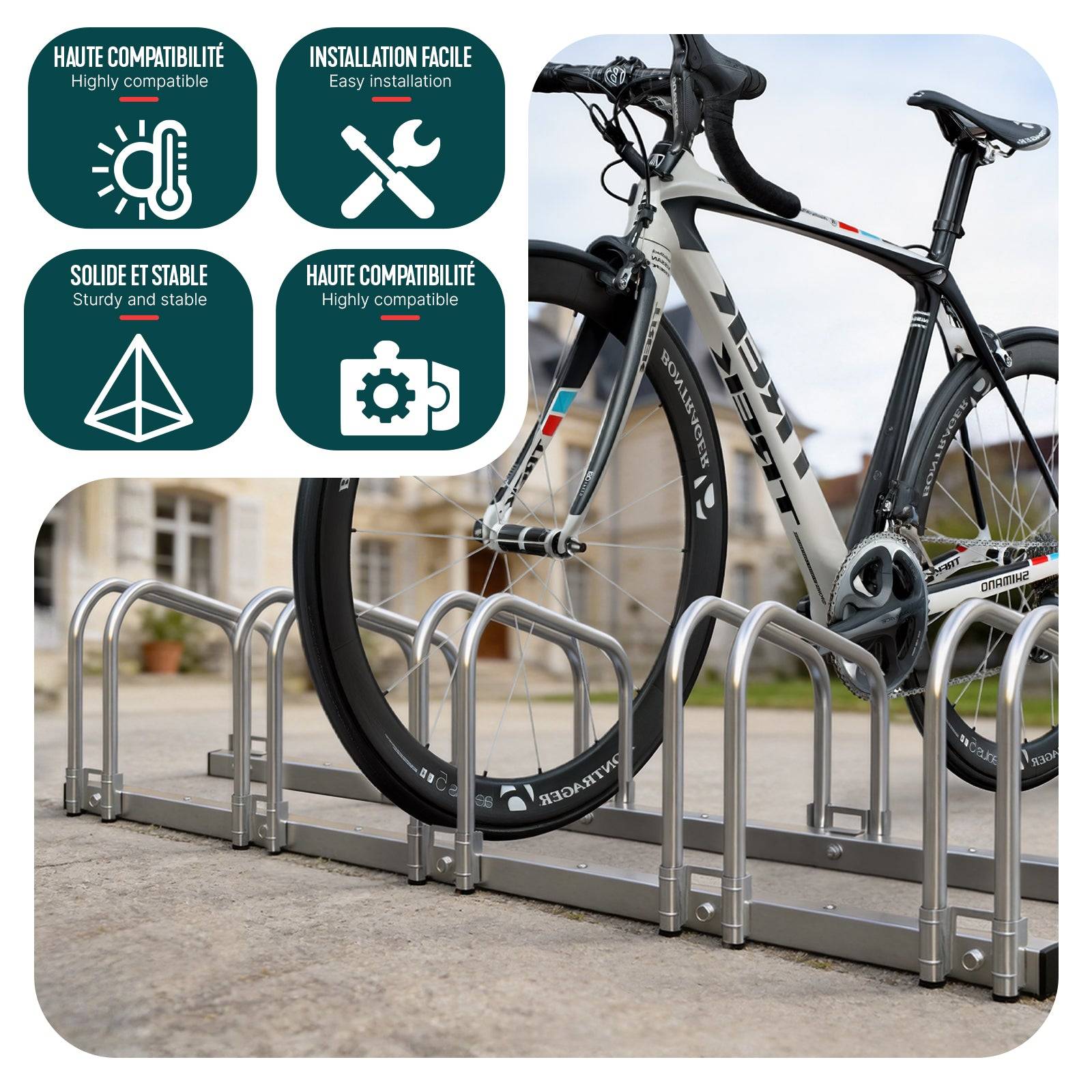 Râtelier range vélos - Support pour 6 vélos - Mural ou au sol - Porte-vélo en acier revêtu - VOUNOT® - Image 7