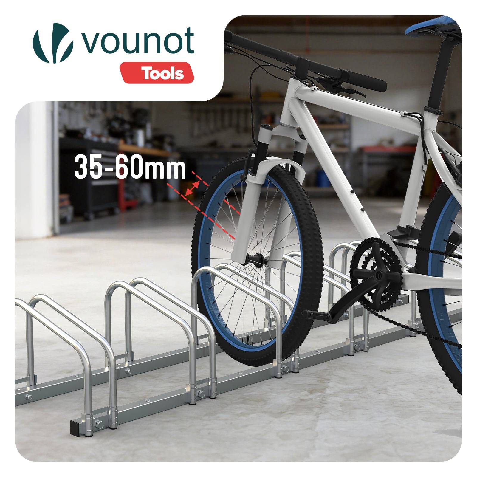Râtelier range vélos - Support pour 6 vélos - Mural ou au sol - Porte-vélo en acier revêtu - VOUNOT® - Image 6
