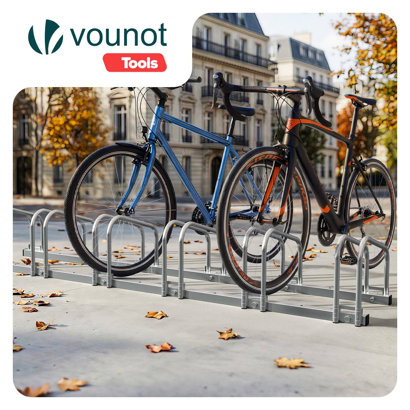 Râtelier range vélos - Support pour 6 vélos - Mural ou au sol - Porte-vélo en acier revêtu - VOUNOT® - Image 2