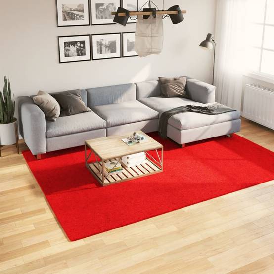 Grand TapisPolyester Poils Courts Moderne pour Salon Chambre Rouge 200x280 cm – ComfortXL Outdoor Living - Image 1