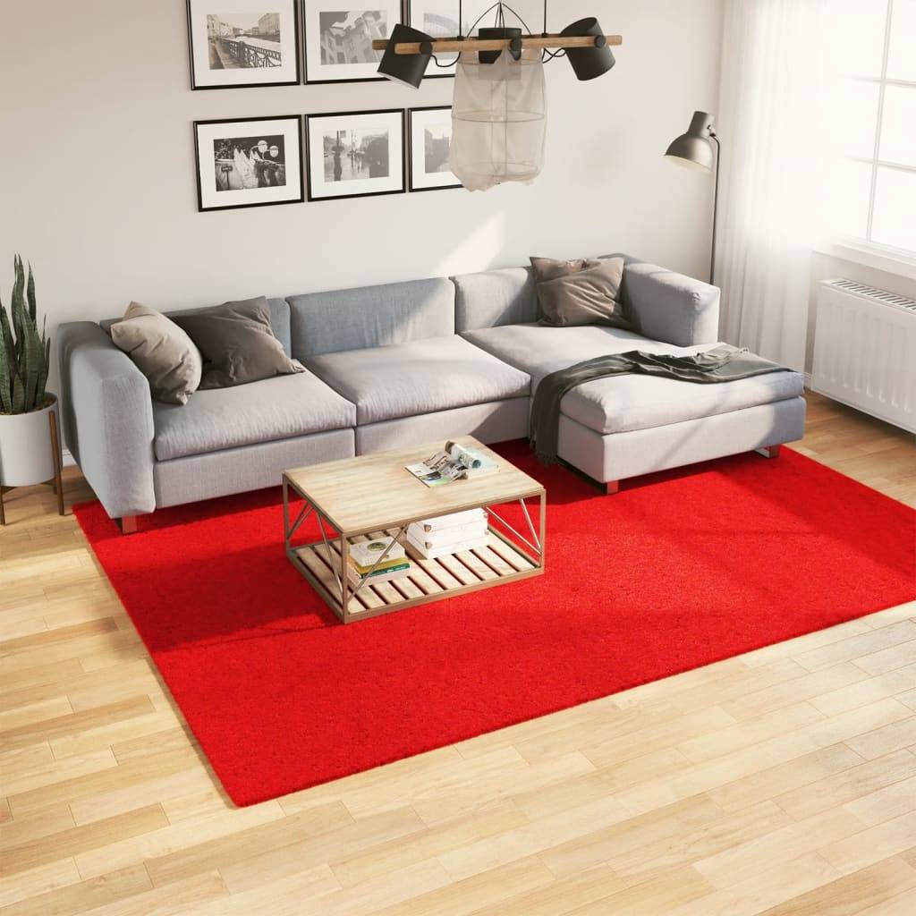 Grand TapisPolyester Poils Courts Moderne pour Salon Chambre Rouge 200x280 cm – ComfortXL Outdoor Living - Image 1
