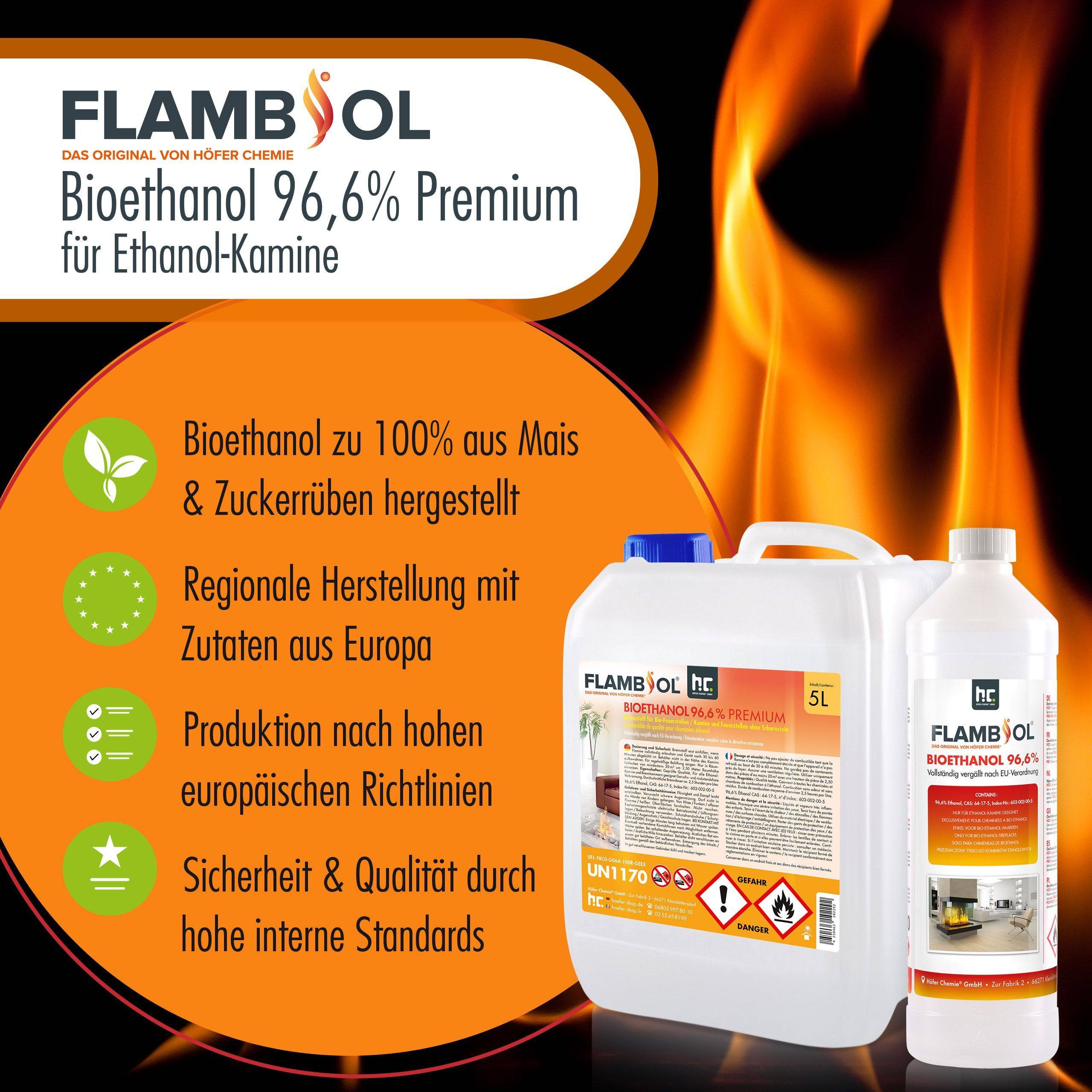 Bioéthanol à 96,6% dénaturé FLAMBIOL® en bouteille de 1L x 6 - Image 3