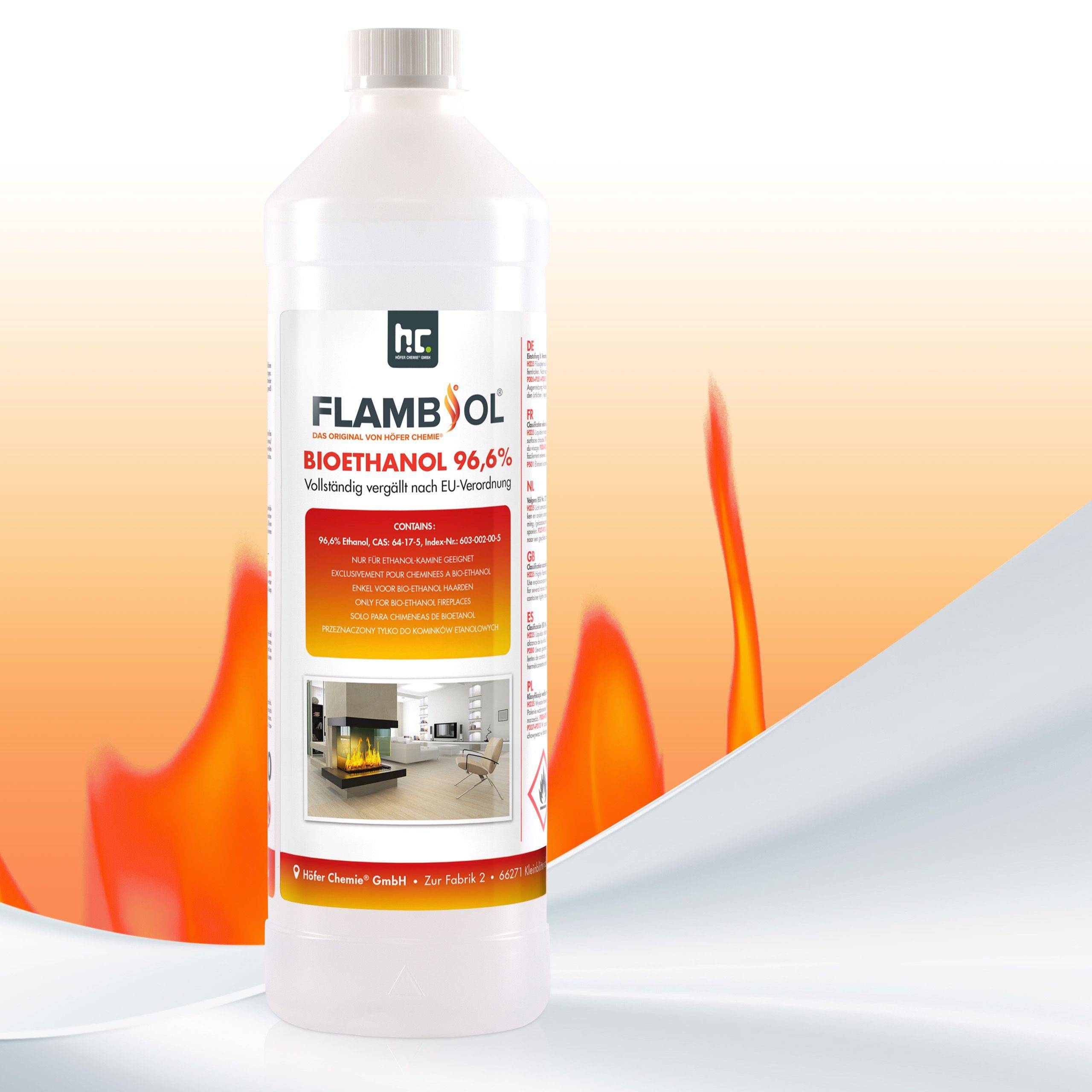 Bioéthanol à 96,6% dénaturé FLAMBIOL® en bouteille de 1L x 6 - Image 5
