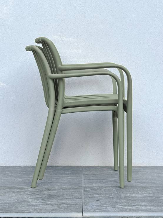 Fauteuil de jardin empilable en Polypropylène - Vert olive - TIAGO - Image 4