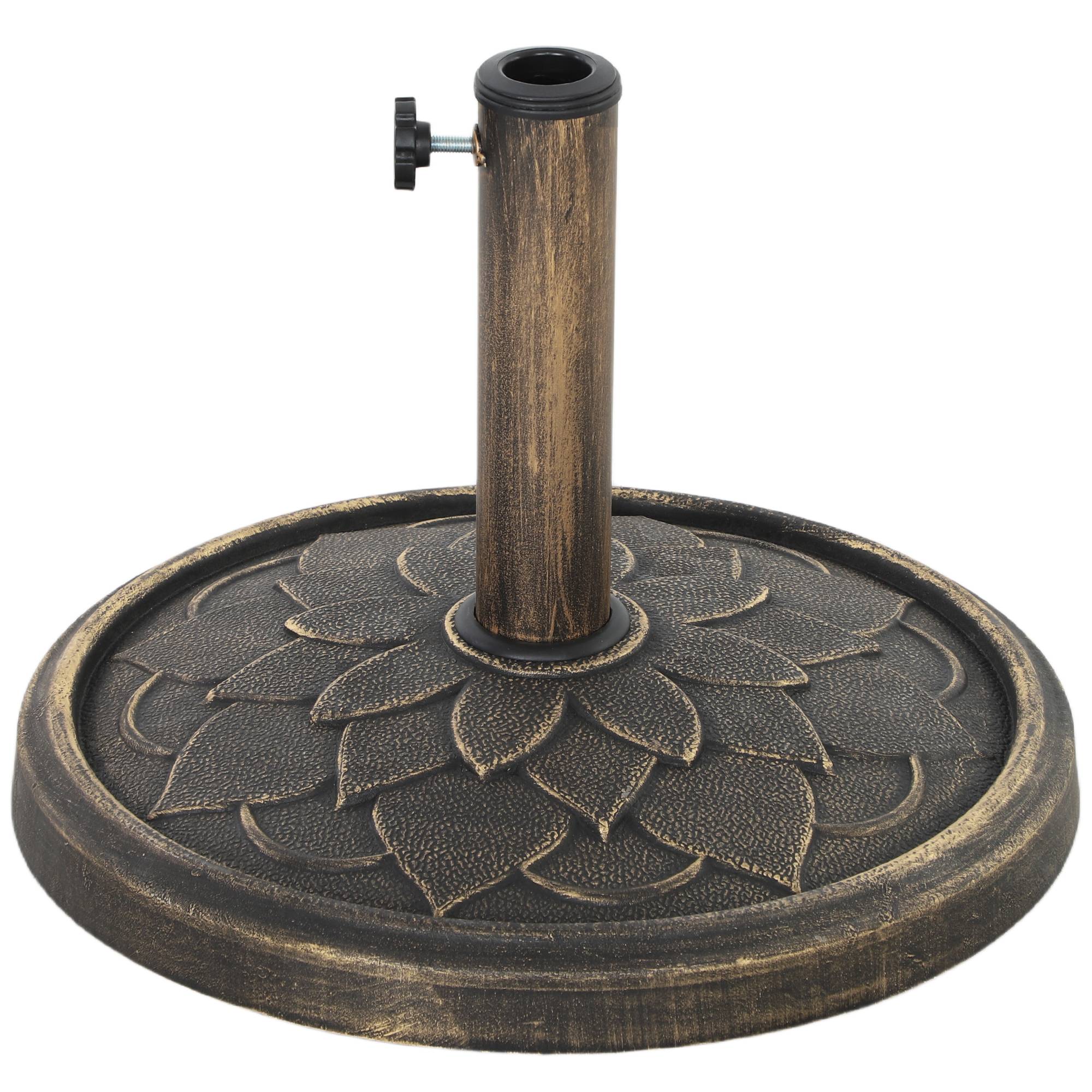 Pied de parasol 12 kg avec manivelle intégrée, en résine, métal et ciment, Ø 46 x 34 cm, bronze - Image 2