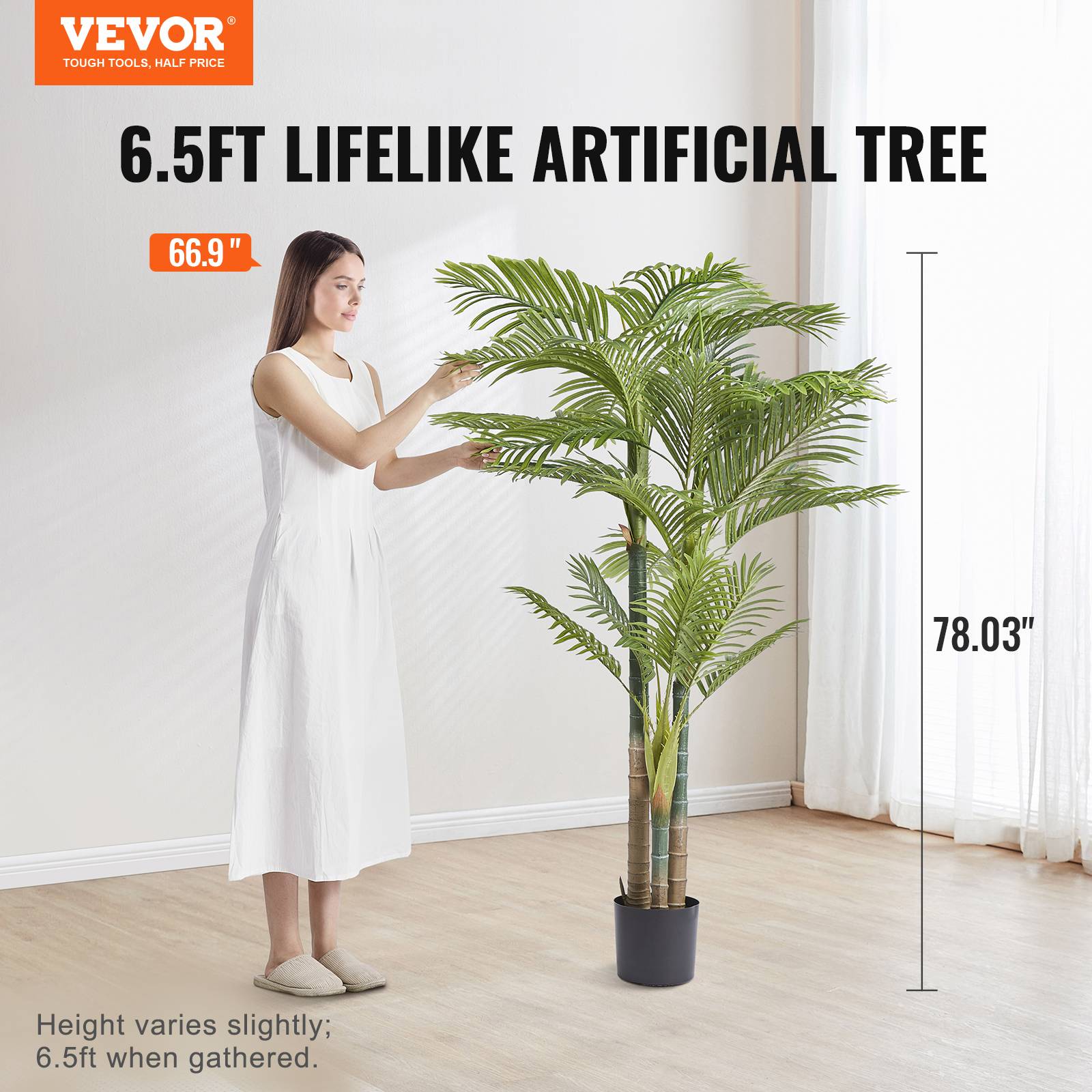 Vevor - VEVOR Arbre Artificiel Palmier à Canne d'Or Plante Artificielle Déco 1030x1981mm - Image 2