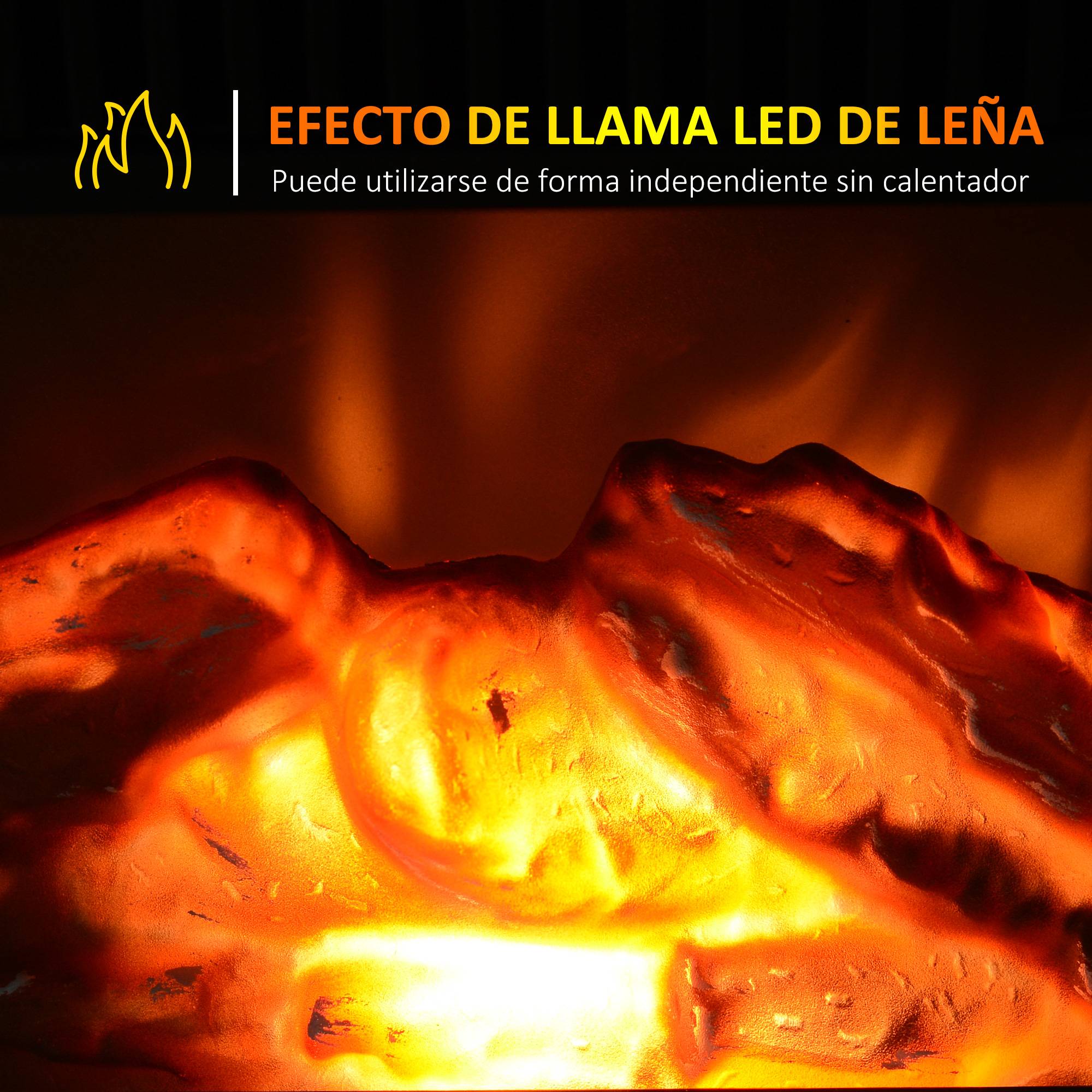 Cheminée électrique 600/1200W décorative de table portable, effet de flamme réaliste, anti-surchauffe 10-15 m² 34x17x25 cm noir - Image 6