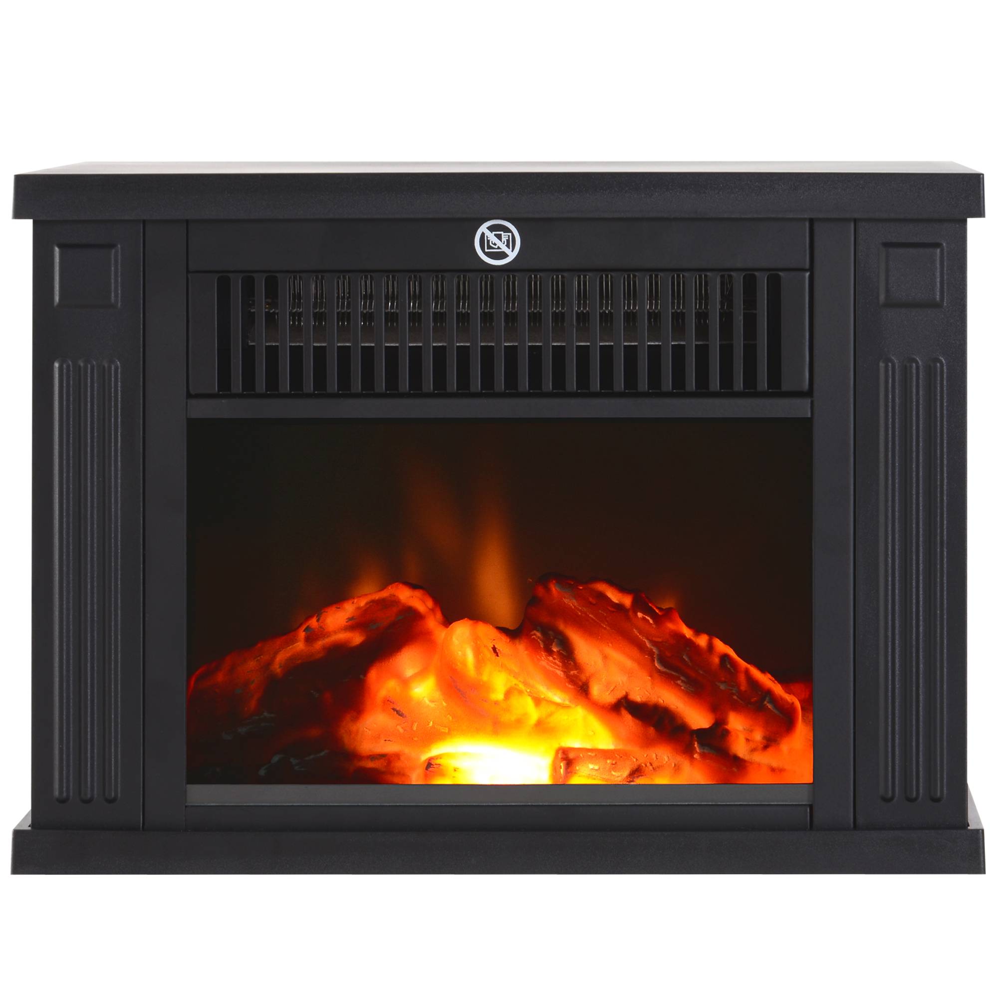 Cheminée électrique 600/1200W décorative de table portable, effet de flamme réaliste, anti-surchauffe 10-15 m² 34x17x25 cm noir - Image 2