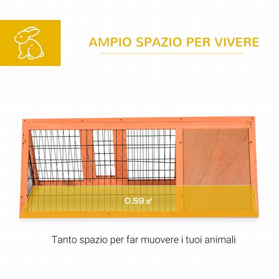Cage pour lapins et autres animaux de compagnie, clapier en bois de sapin 118 x 50 x 45 cm - Image 5
