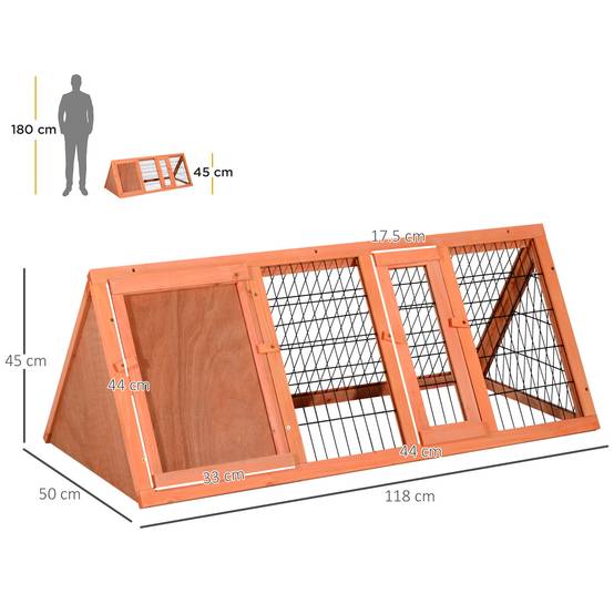 Cage pour lapins et autres animaux de compagnie, clapier en bois de sapin 118 x 50 x 45 cm - Image 4