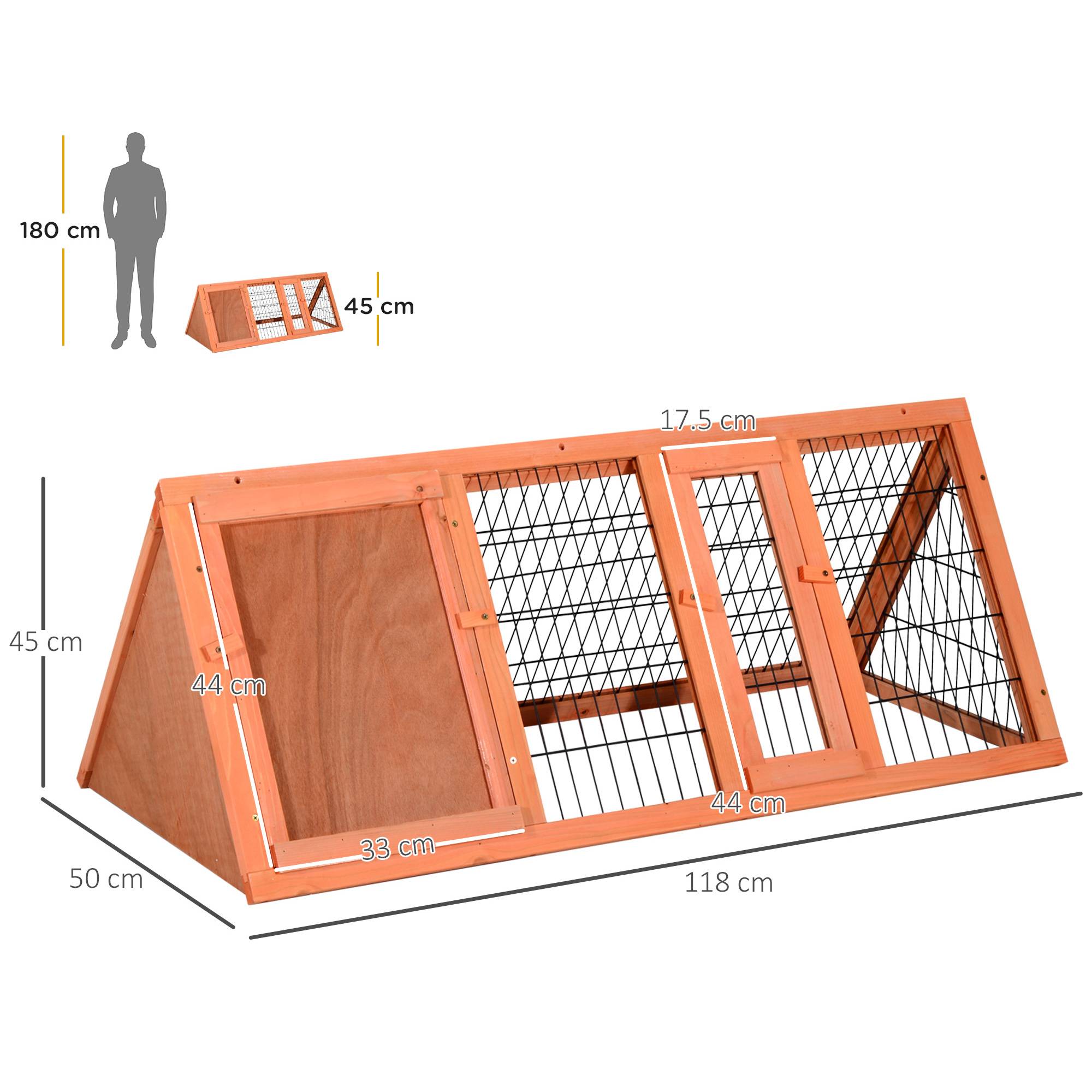 Cage pour lapins et autres animaux de compagnie, clapier en bois de sapin 118 x 50 x 45 cm - Image 4