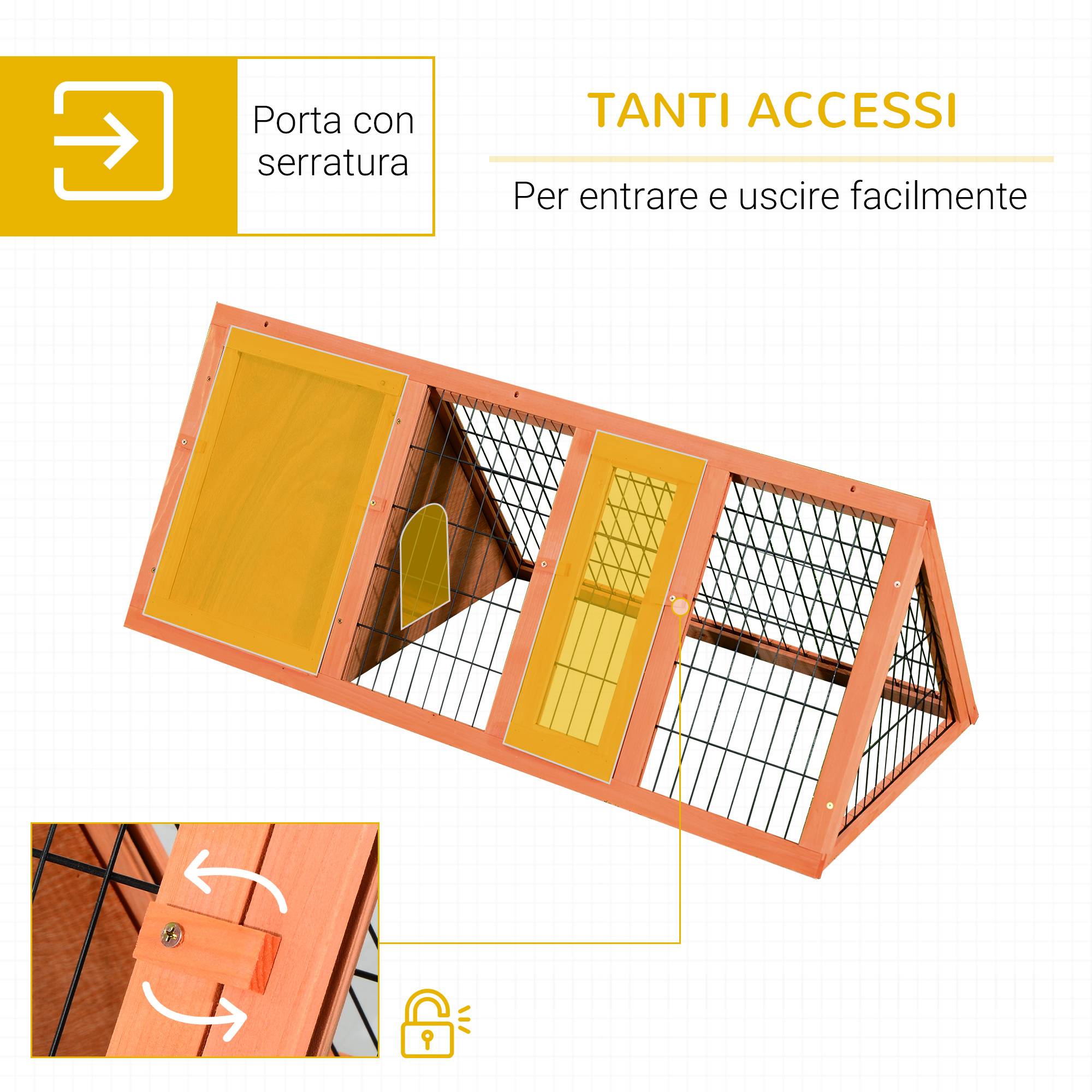 Cage pour lapins et autres animaux de compagnie, clapier en bois de sapin 118 x 50 x 45 cm - Image 6