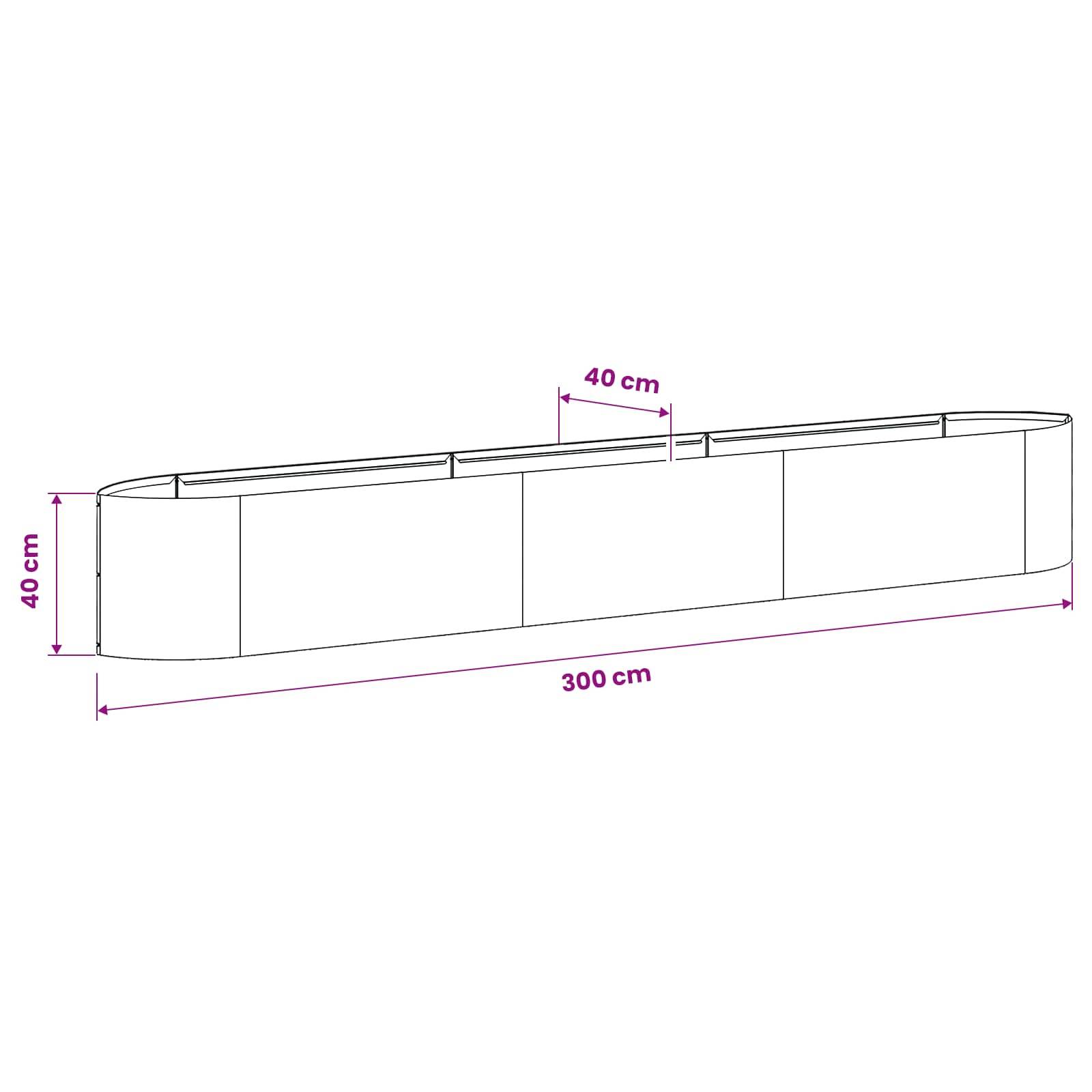 ComfortXL - Jardinière rectangulaire acier potager urbain bord bateau 300x40x40cm anthracite - ComfortXL Outdoor Living - Image 8