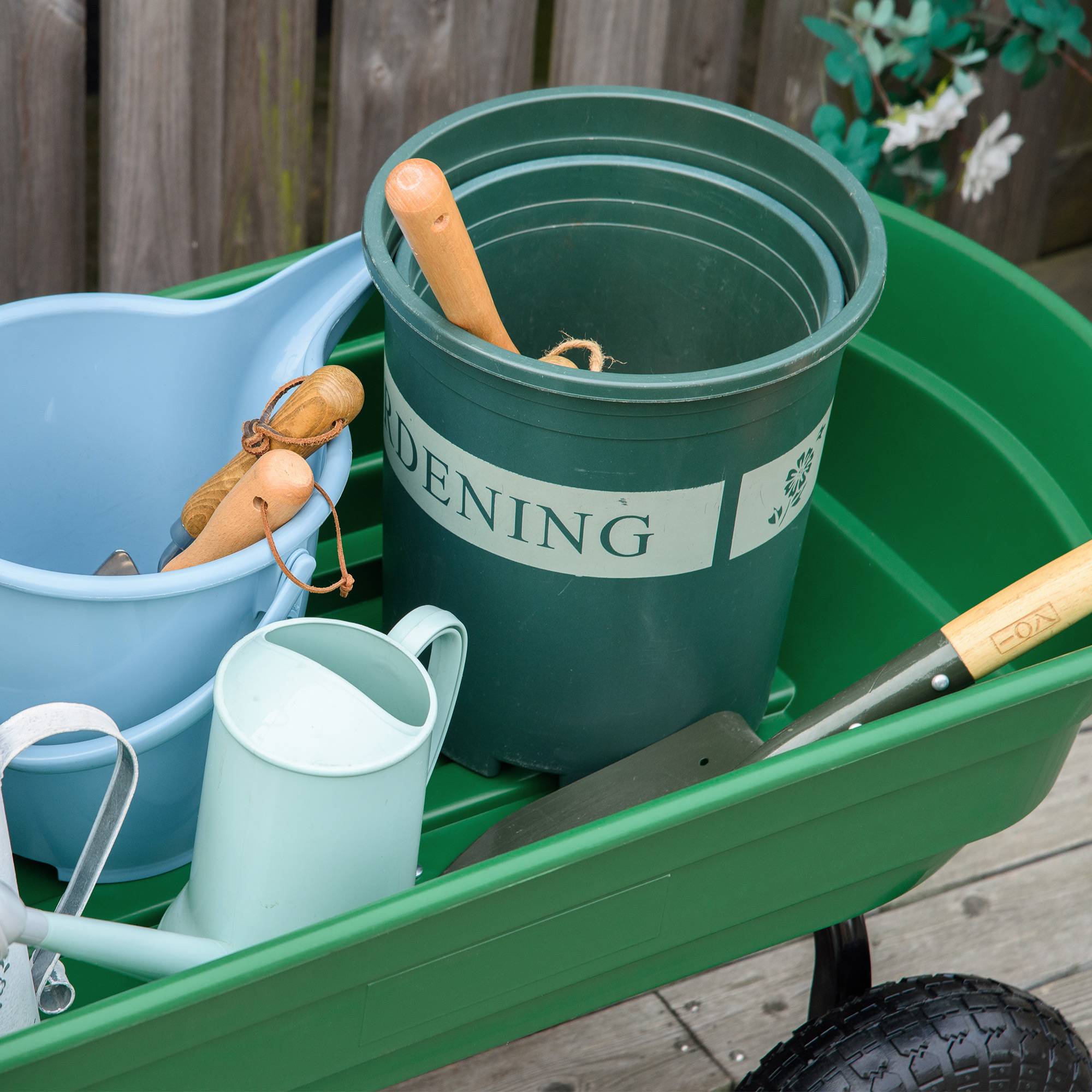 ComfortXL - Chariot de jardin basculant acier 108 x 52 x 100 cm vert 4 roues charge 250 kg - ComfortXL Outdoor Living - Image 9