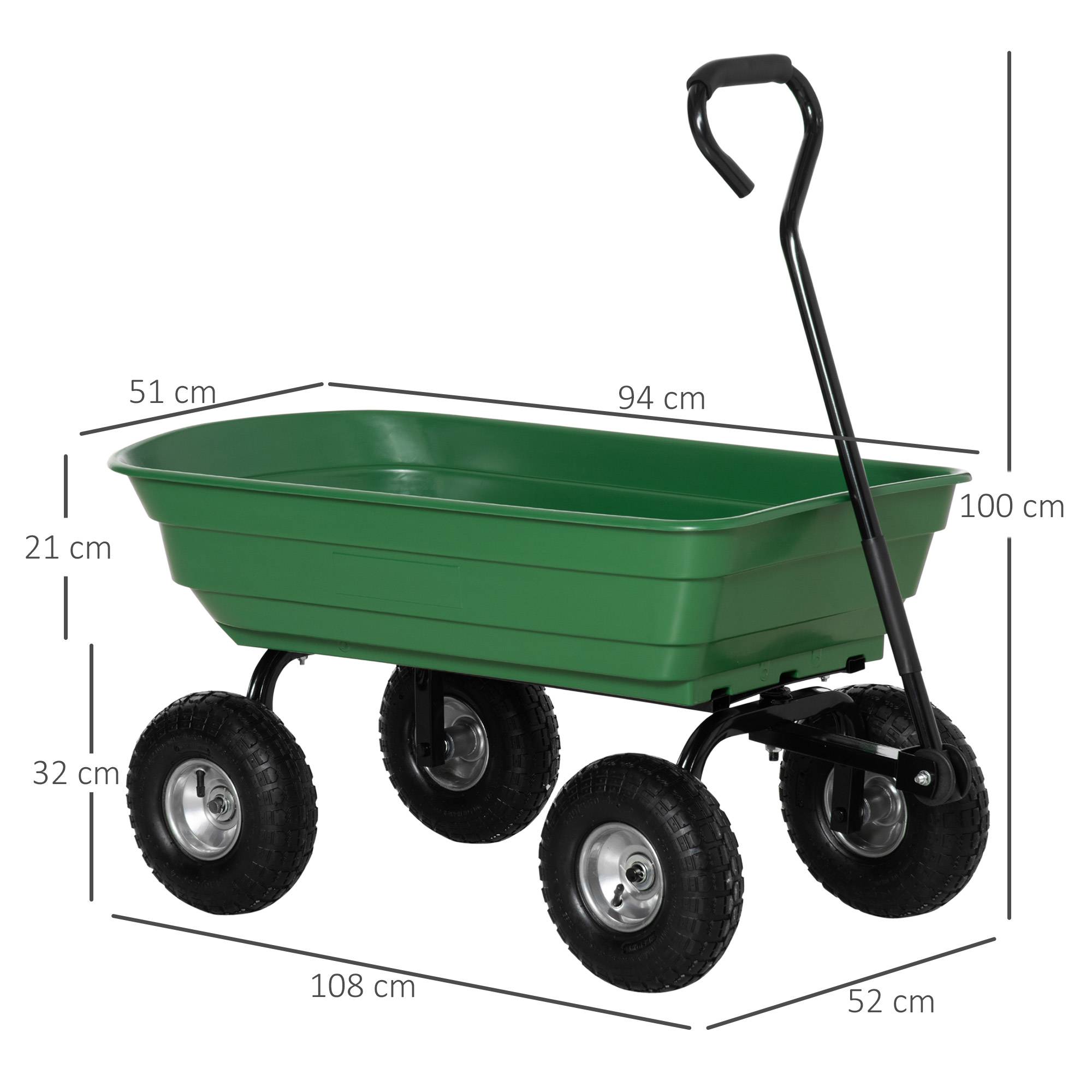 ComfortXL - Chariot de jardin basculant acier 108 x 52 x 100 cm vert 4 roues charge 250 kg - ComfortXL Outdoor Living - Image 5