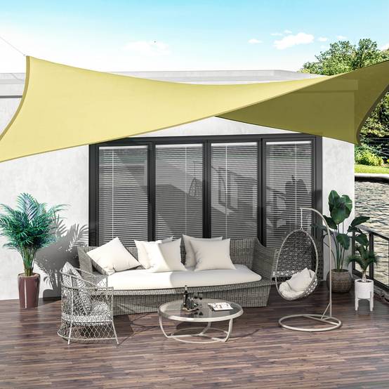 Voile d'ombrage Voile solaire - rectangulaire 4x6m anti-UV pour jardin terrasse patio balcon, sable fr583 - Image 4