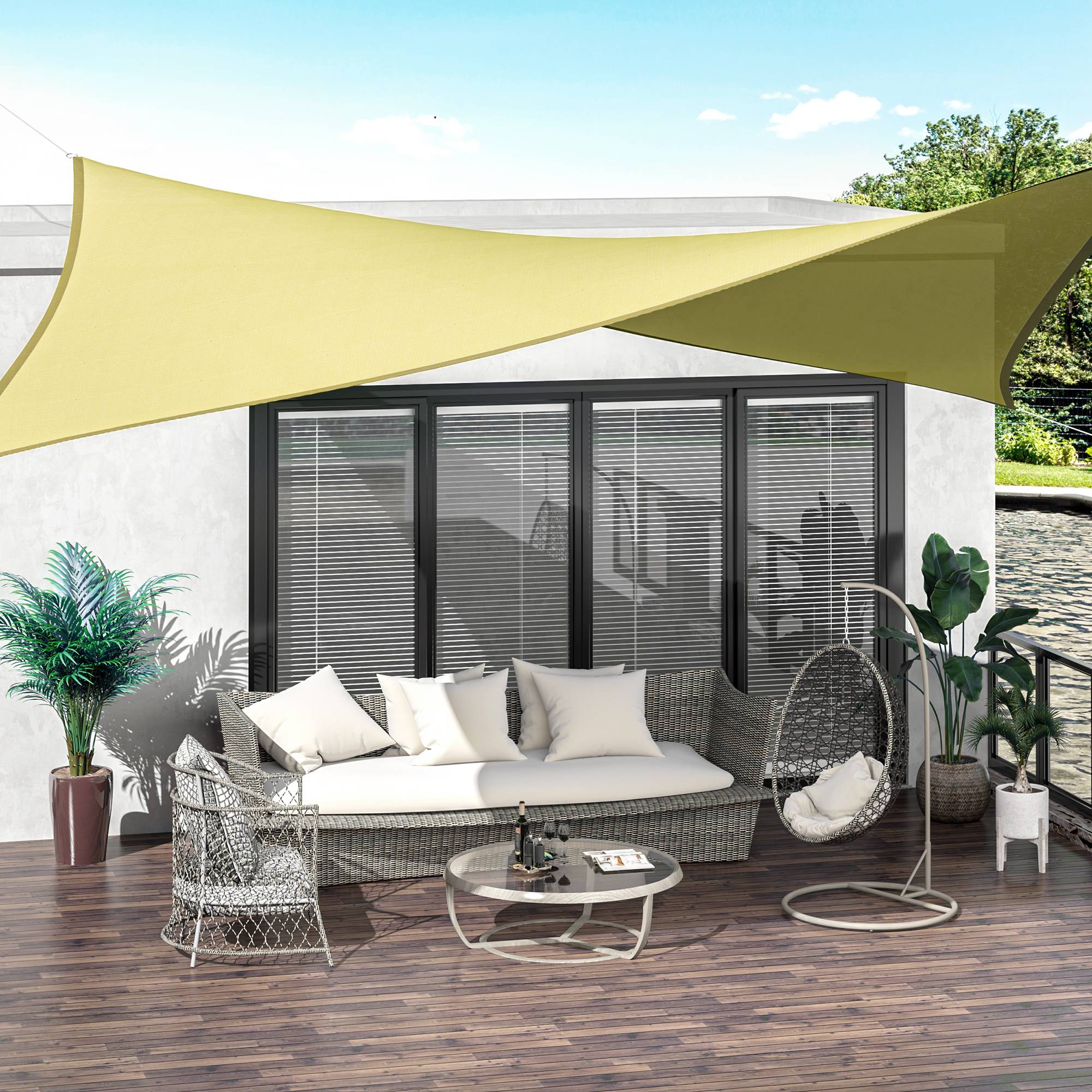 Voile d'ombrage Voile solaire - rectangulaire 4x6m anti-UV pour jardin terrasse patio balcon, sable fr583 - Image 4