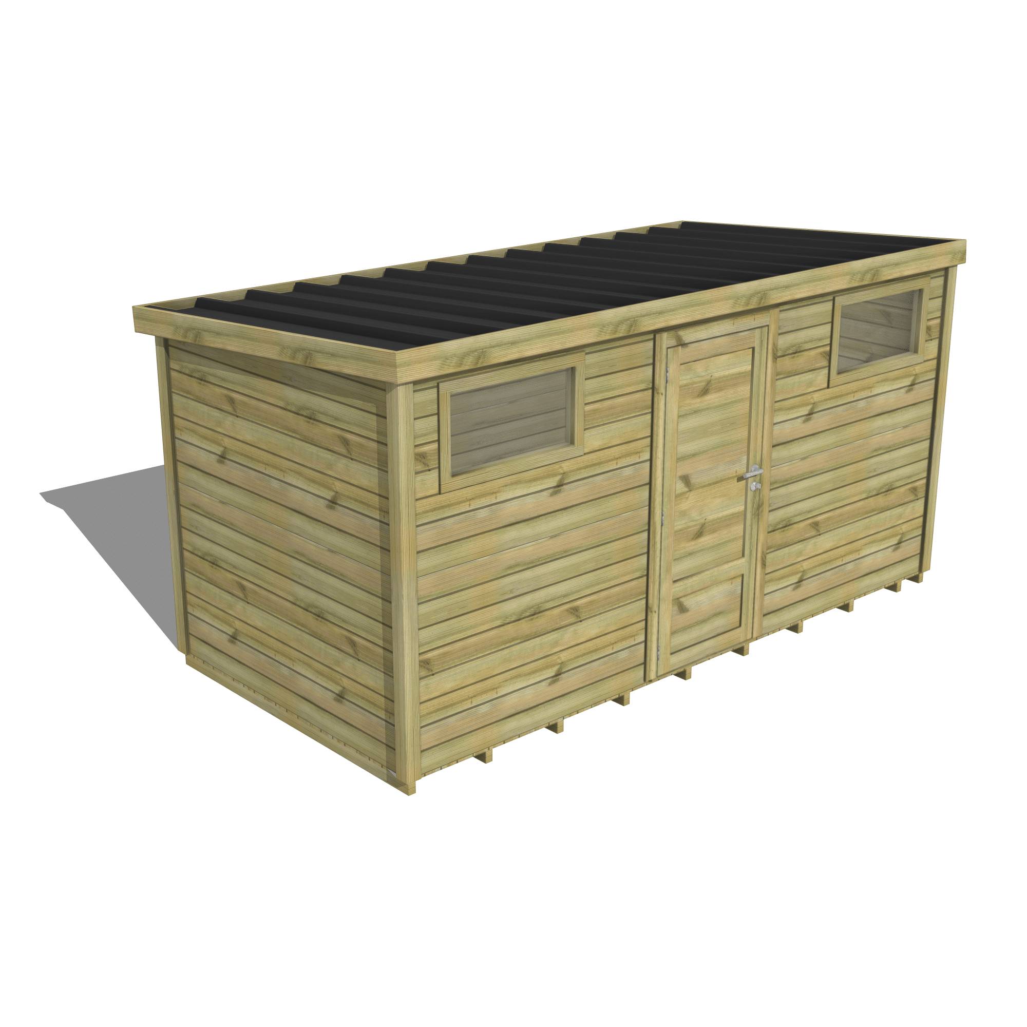 Abri Français - ABRI DE JARDIN bois Pin traité autoclave 27mm - Essentiel - 4,34x2,14m / 9m2 - Bac acier - Plancher bois - Image 1