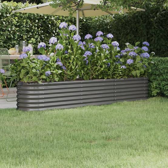 Jardinière | Lit surélevé de jardin Acier galvanisé 224x40x36 cm gris - Image 2