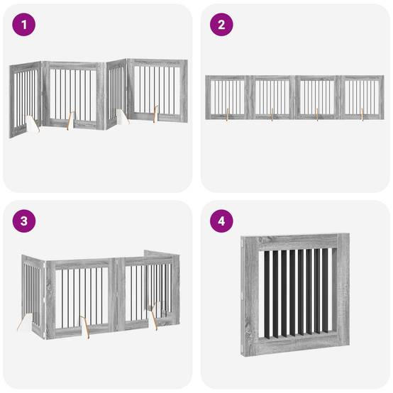 ComfortXL - Barrière intérieure bois ingénierie pour chiens séparation modulable 321cm grise - ComfortXL Outdoor Living - Image 7