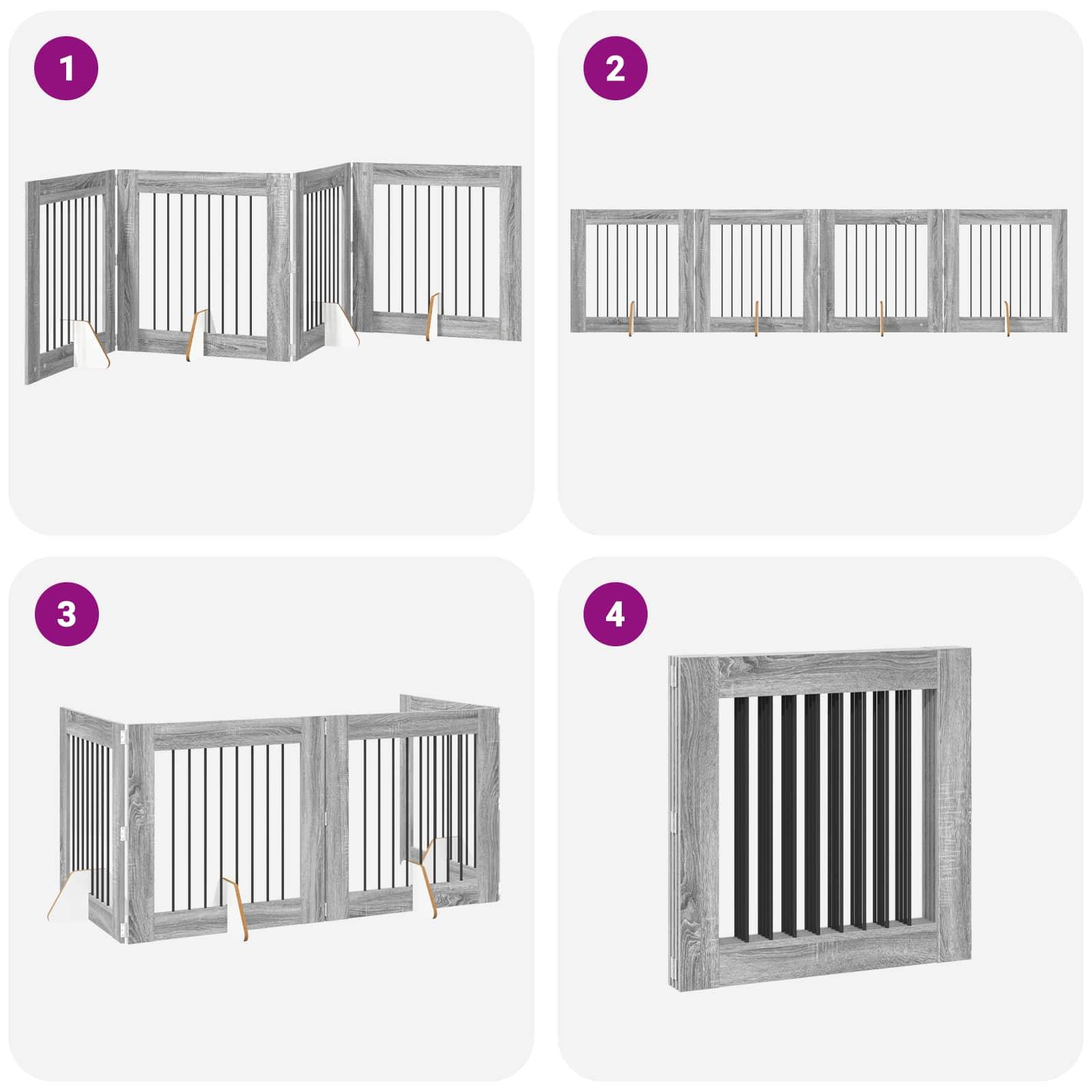 ComfortXL - Barrière intérieure bois ingénierie pour chiens séparation modulable 321cm grise - ComfortXL Outdoor Living - Image 7