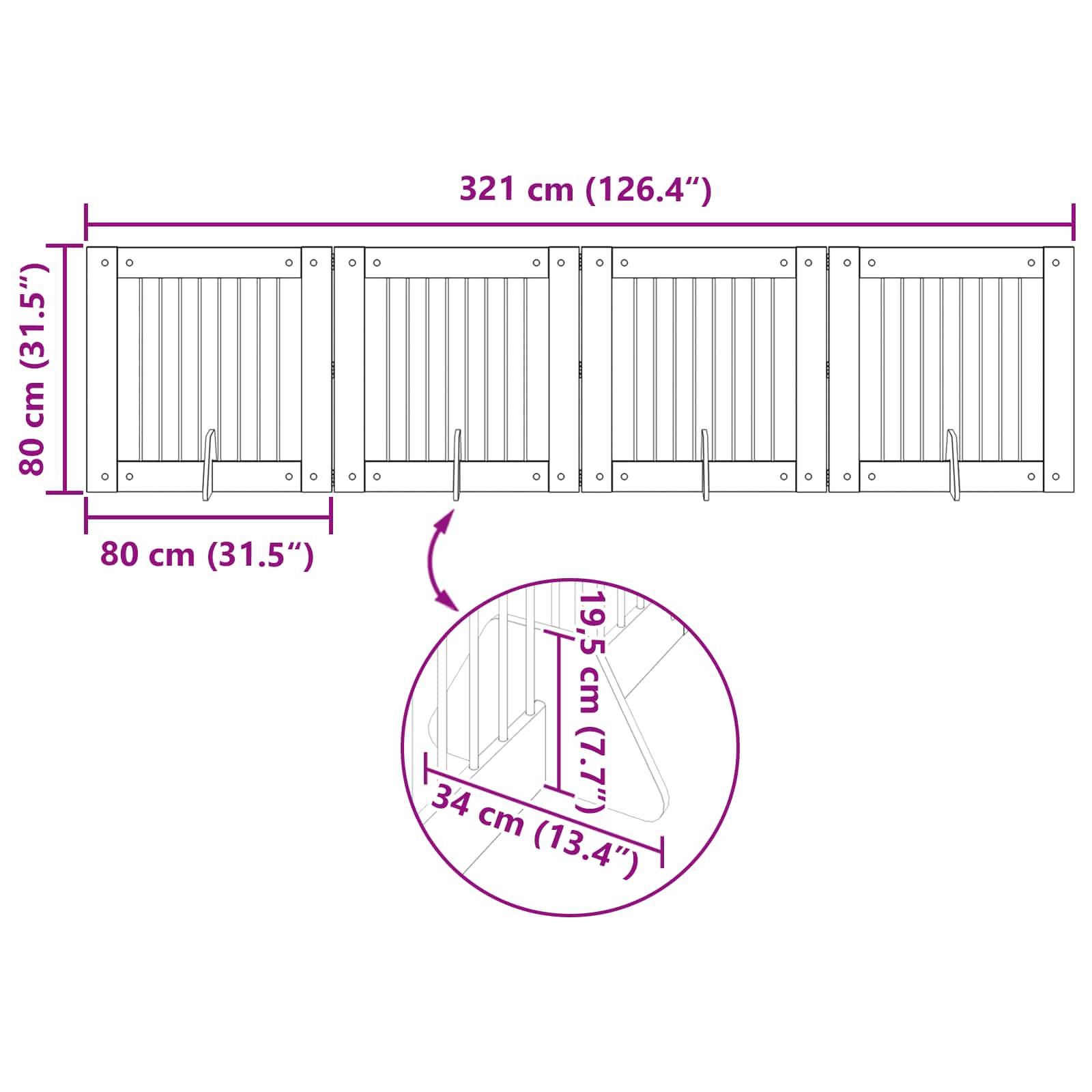 ComfortXL - Barrière intérieure bois ingénierie pour chiens séparation modulable 321cm grise - ComfortXL Outdoor Living - Image 9
