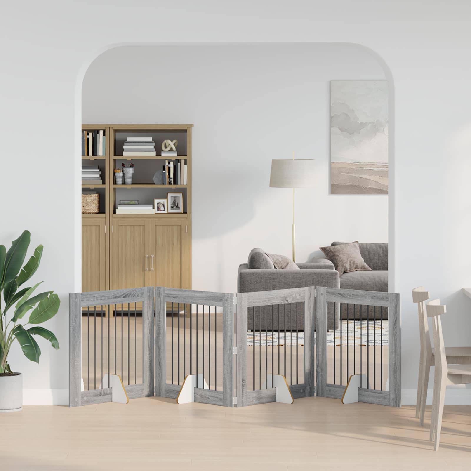 ComfortXL - Barrière intérieure bois ingénierie pour chiens séparation modulable 321cm grise - ComfortXL Outdoor Living - Image 1