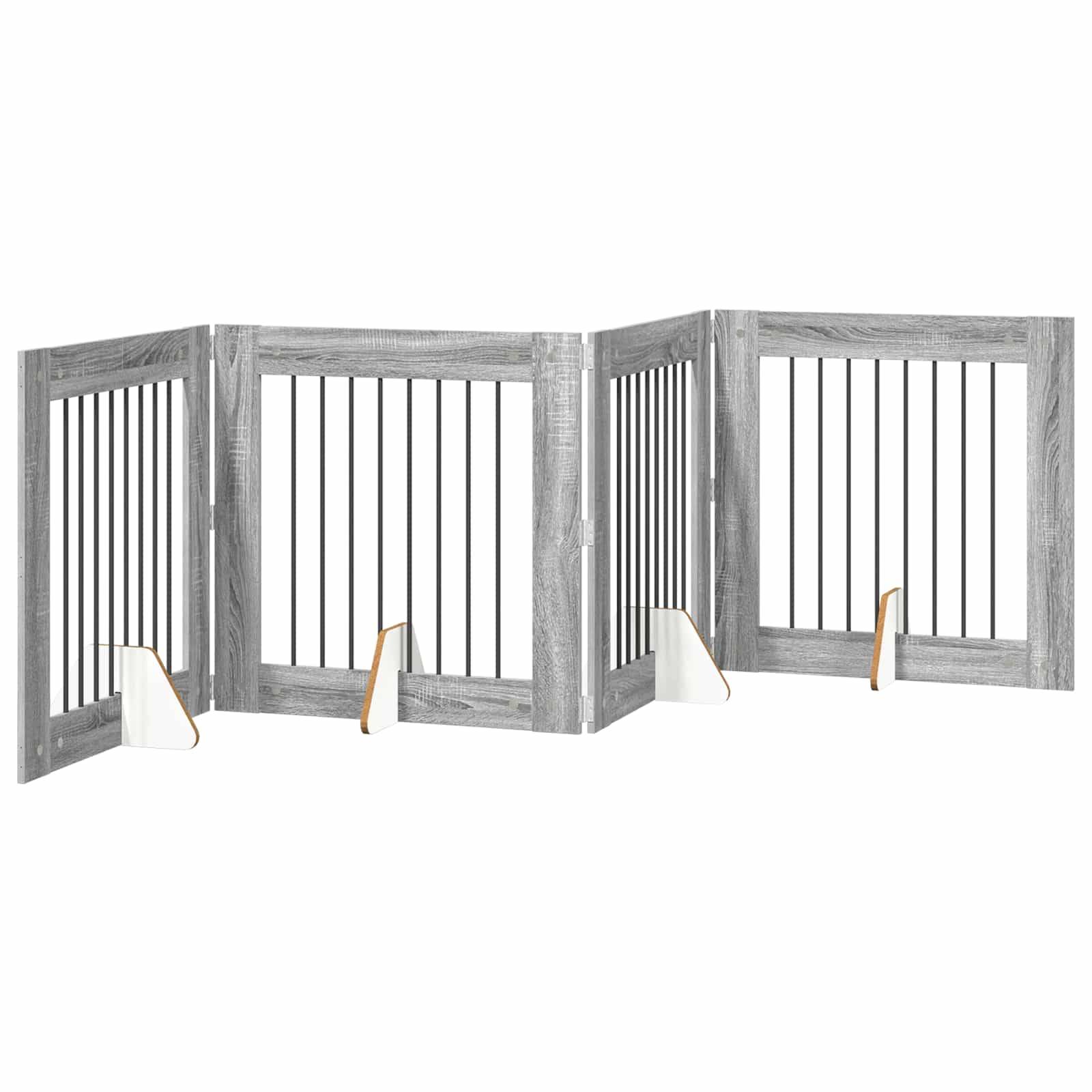 ComfortXL - Barrière intérieure bois ingénierie pour chiens séparation modulable 321cm grise - ComfortXL Outdoor Living - Image 2