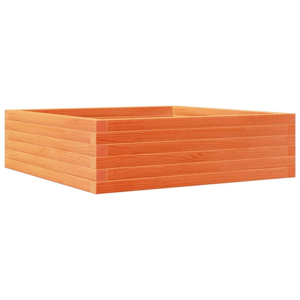 Helloshop26 - Jardinière bac lit surélevé plantes fleurs terrasse jardin cire 80 x 80 x 23 cm bois de pin massif marron - Image 1