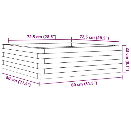 Helloshop26 - Jardinière bac lit surélevé plantes fleurs terrasse jardin cire 80 x 80 x 23 cm bois de pin massif marron - Image 6