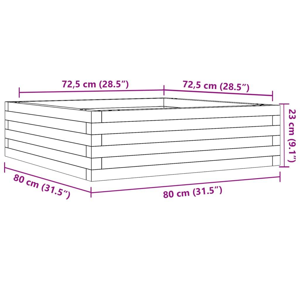 Helloshop26 - Jardinière bac lit surélevé plantes fleurs terrasse jardin cire 80 x 80 x 23 cm bois de pin massif marron - Image 6