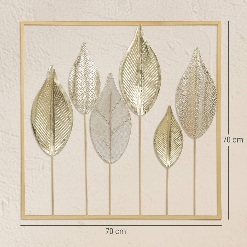 ComfortXL - Décoration murale feuilles métal intérieur salon design moderne 70x70 cm doré - ComfortXL Outdoor Living - Image 3