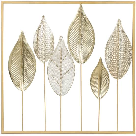 ComfortXL - Décoration murale feuilles métal intérieur salon design moderne 70x70 cm doré - ComfortXL Outdoor Living - Image 2
