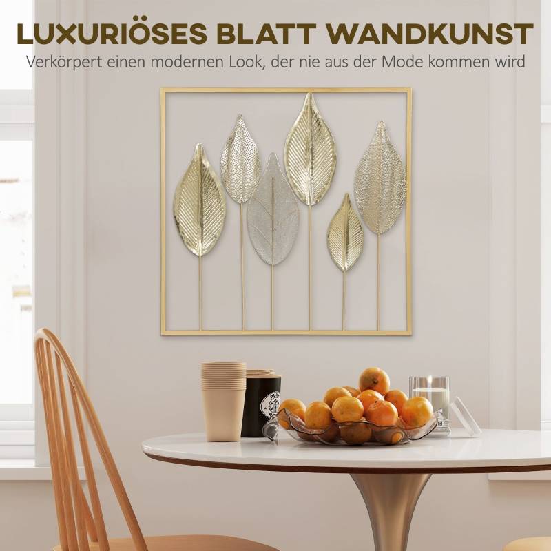 ComfortXL - Décoration murale feuilles métal intérieur salon design moderne 70x70 cm doré - ComfortXL Outdoor Living - Image 4
