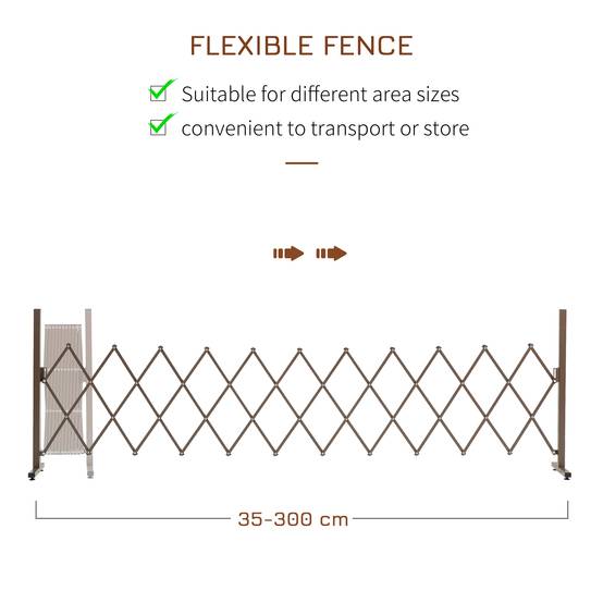 Barrière Extensible Aluminium Jardin Terrasse Séparation 35-300cm Marron - ComfortXL Outdoor Living - Image 5