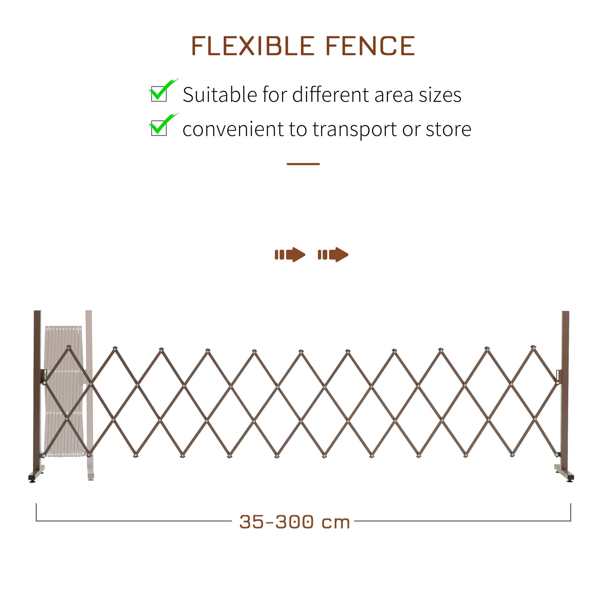 Barrière Extensible Aluminium Jardin Terrasse Séparation 35-300cm Marron - ComfortXL Outdoor Living - Image 5