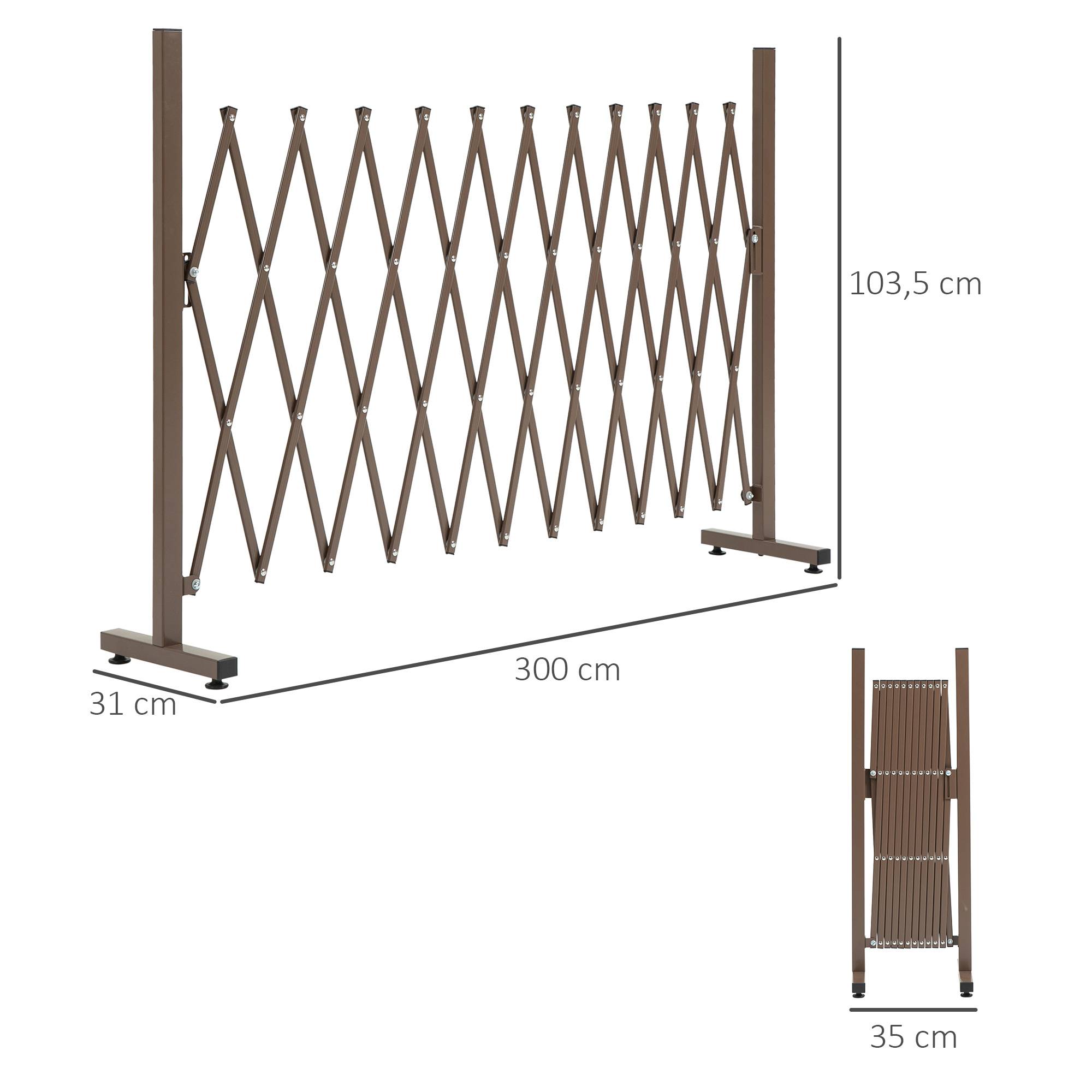 Barrière Extensible Aluminium Jardin Terrasse Séparation 35-300cm Marron - ComfortXL Outdoor Living - Image 3