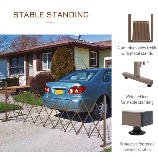 Barrière Extensible Aluminium Jardin Terrasse Séparation 35-300cm Marron - ComfortXL Outdoor Living - Image 6