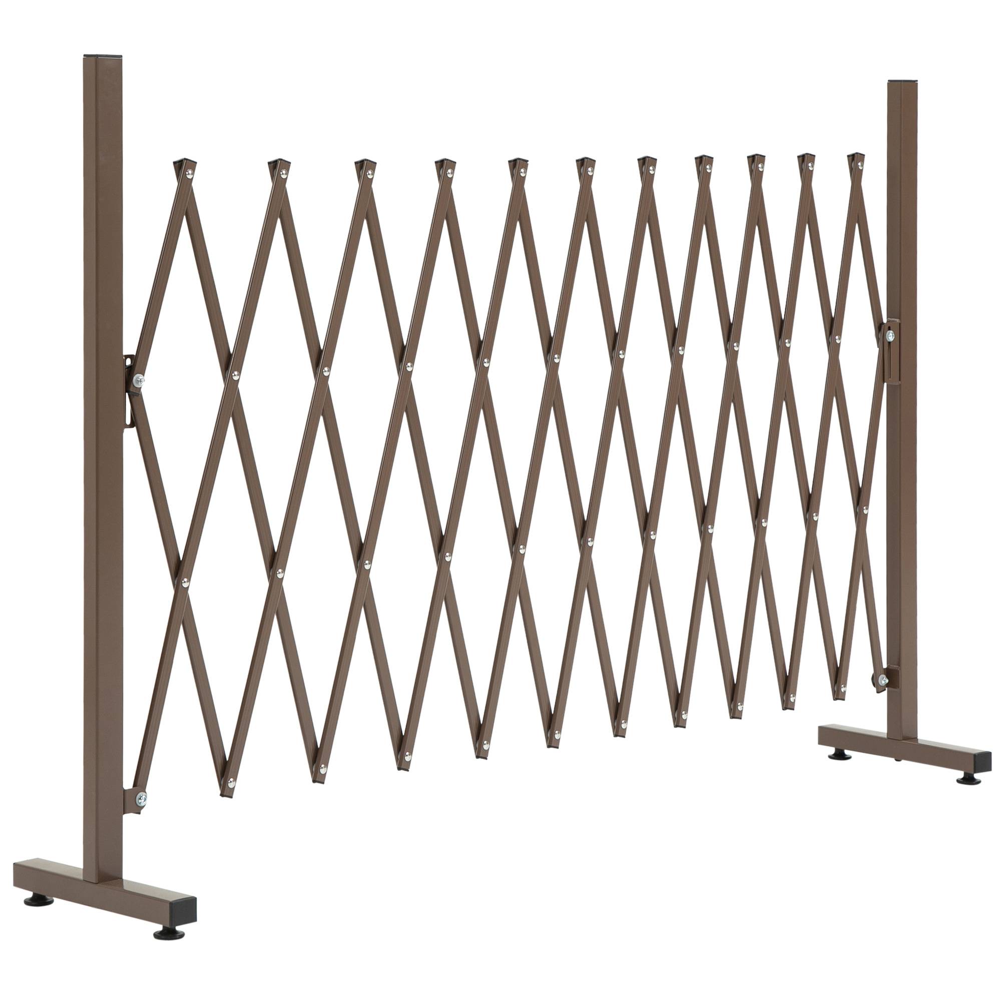 Barrière Extensible Aluminium Jardin Terrasse Séparation 35-300cm Marron - ComfortXL Outdoor Living - Image 2