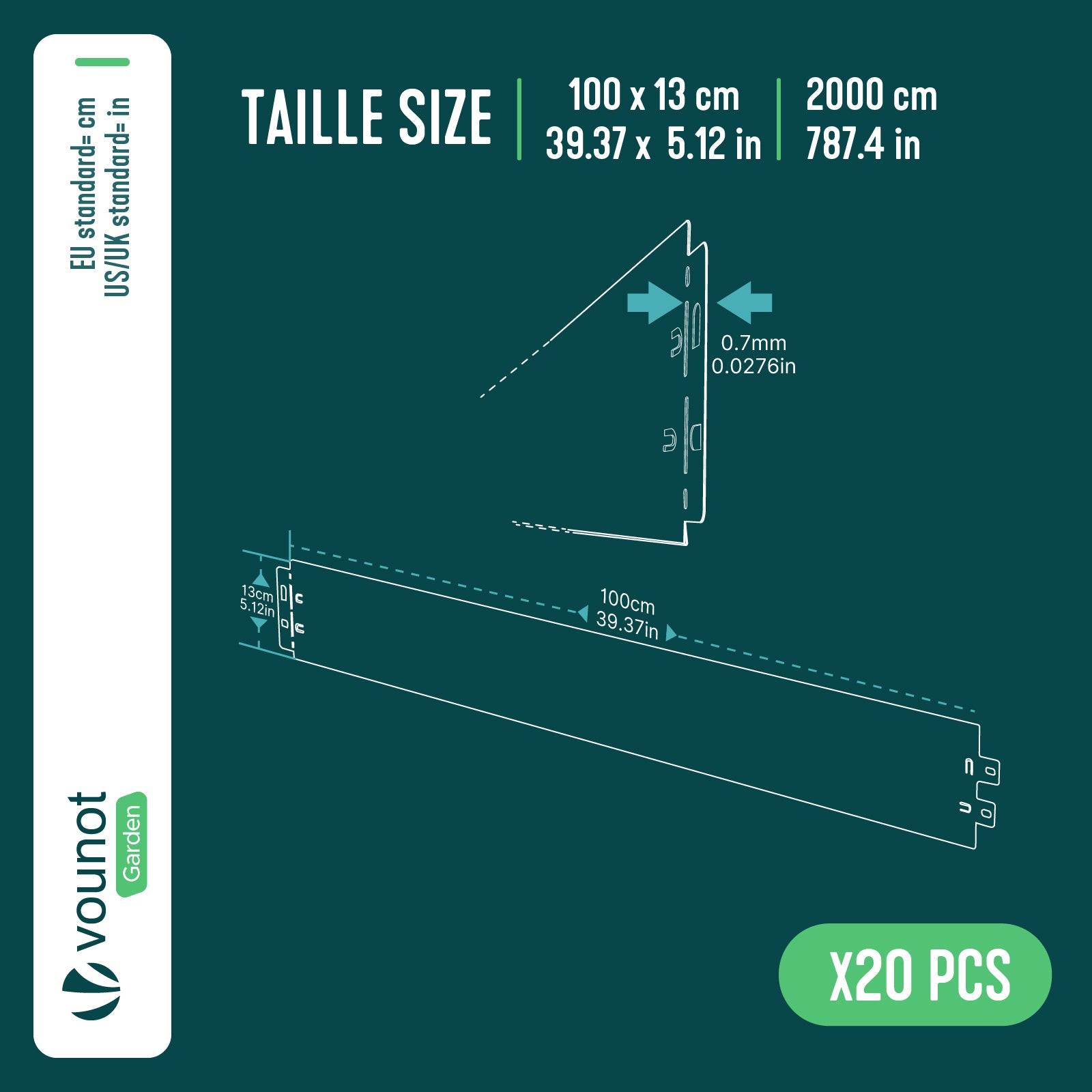 Vounot - Lot de 20 Bordure de jardin en métal flexible 100x13cm marron - clôture gazon antirouille 20m - VOUNOT® - Image 3