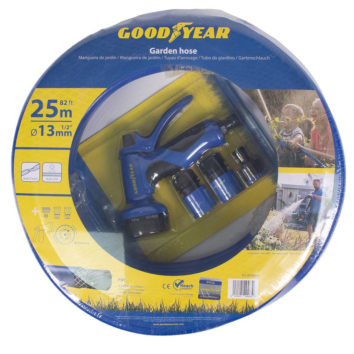 Kit arrosage Tuyau 25mètres Ø 13 mm Anti torsion + Pistolet Multi-jets 9 fonctions GOODYEAR - Image 6