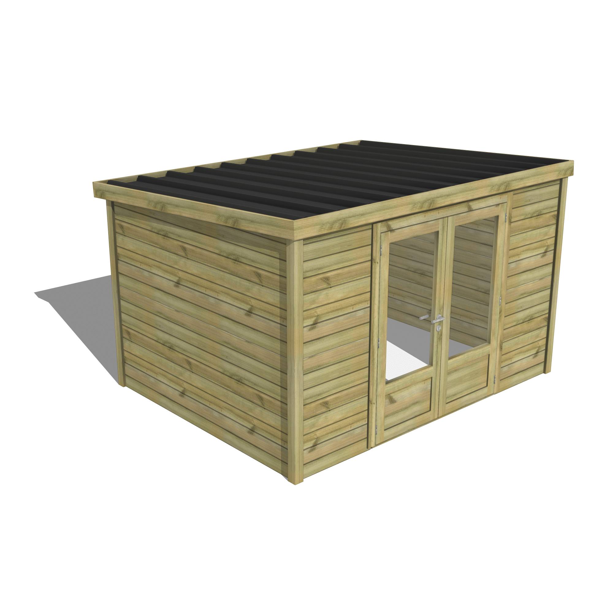 Abri Français - Abri de jardin bois 9 m² en pin autoclave 27 mm, toit bac acier, double porte vitrée – Abri Français