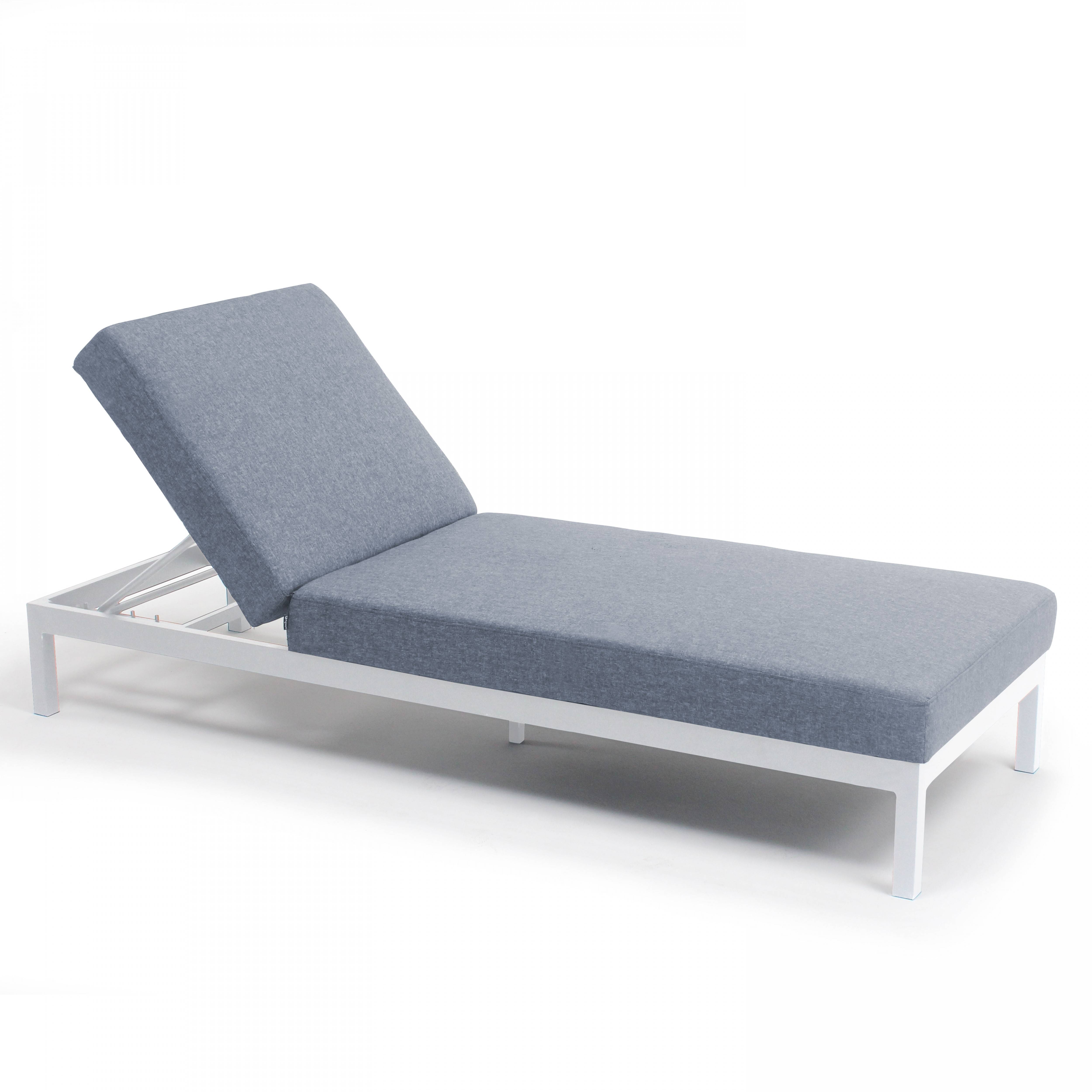 Oviala - Lot de 2 bains de soleil inclinable en aluminium gris clair Galapagos - Oviala - Image 3