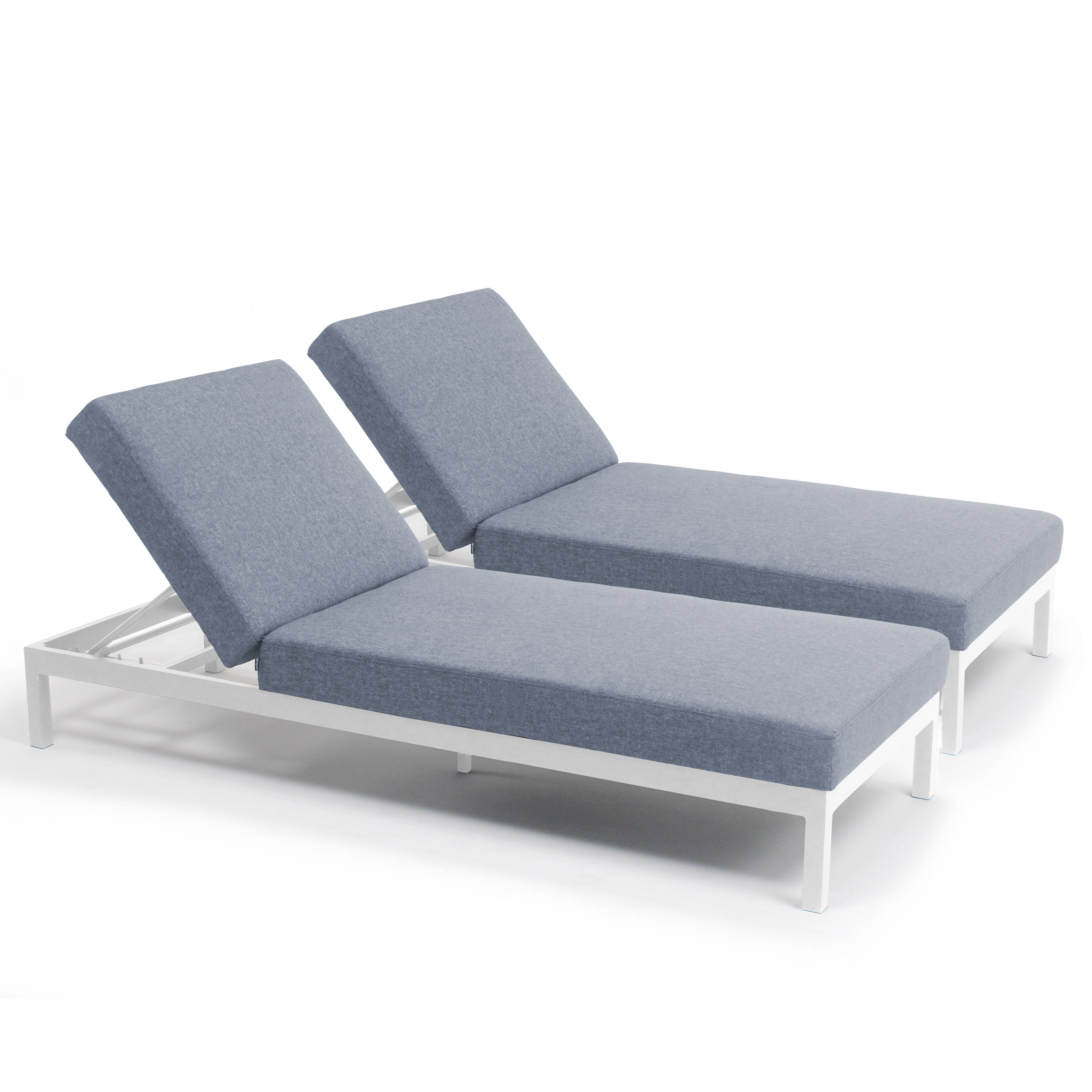Oviala - Lot de 2 bains de soleil inclinable en aluminium gris clair Galapagos - Oviala - Image 1