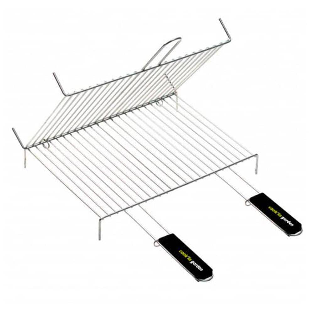 Grille double Cook'in Garden sur pieds 60 x 40 cm acier chromé