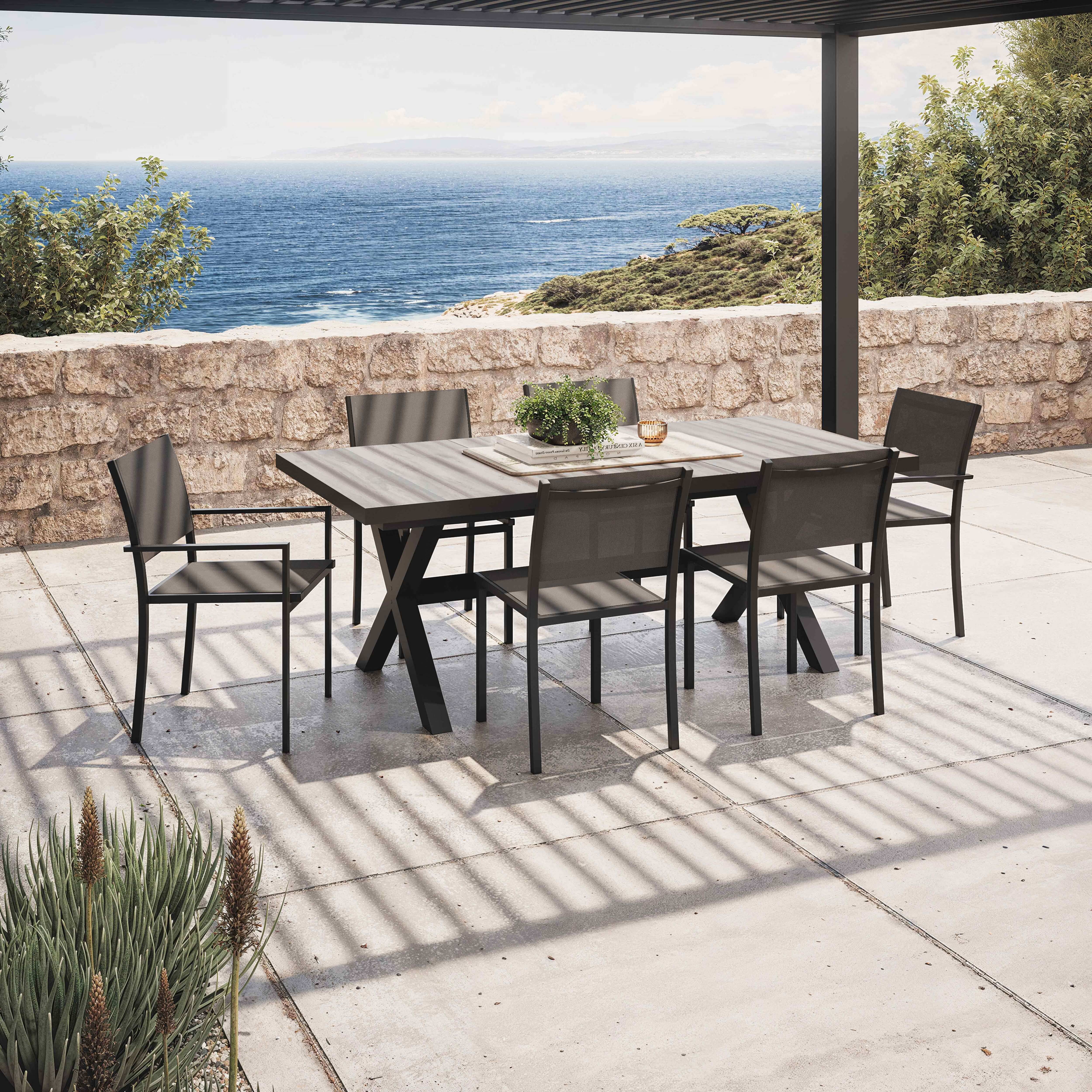 Oviala - Table extensible en aluminium et céramique 10 chaises gris Tivoli - Oviala - Image 4