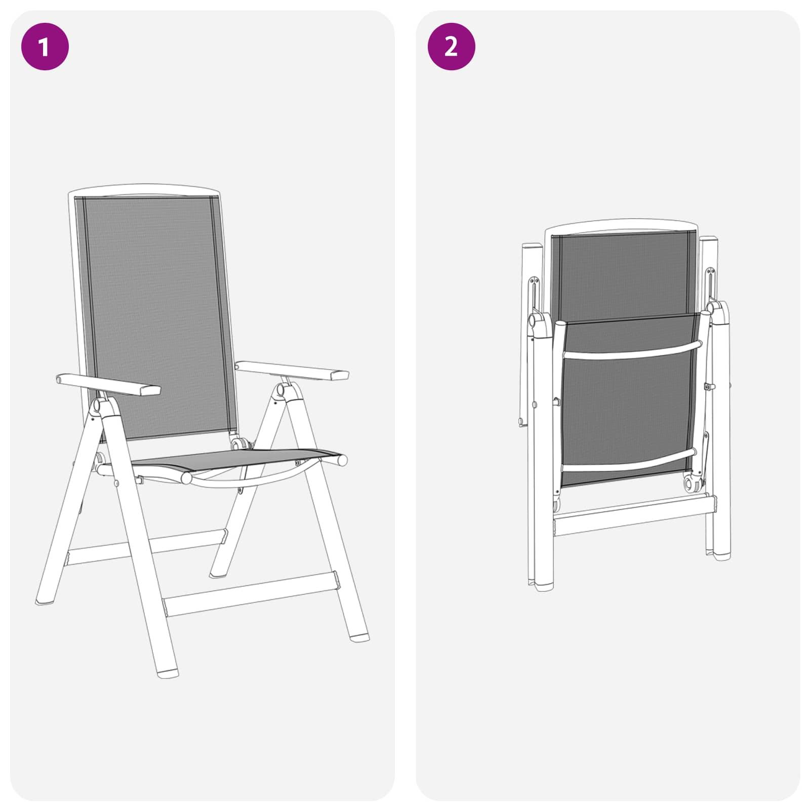 Chaises de jardin inclinables aluminium et textilène noir 71 x 58 x 112 cm - PANGIVO - Image 8