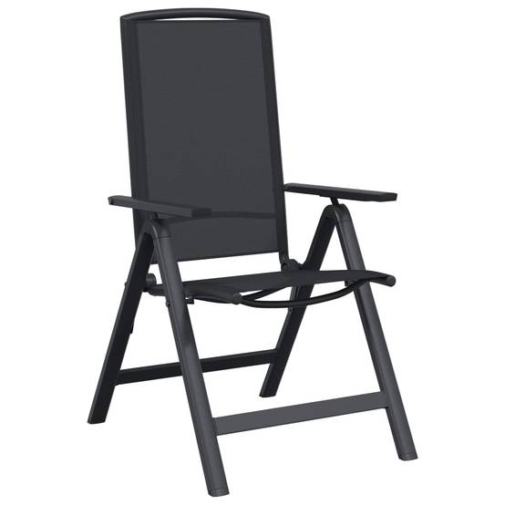 Chaises de jardin inclinables aluminium et textilène noir 71 x 58 x 112 cm - PANGIVO - Image 4