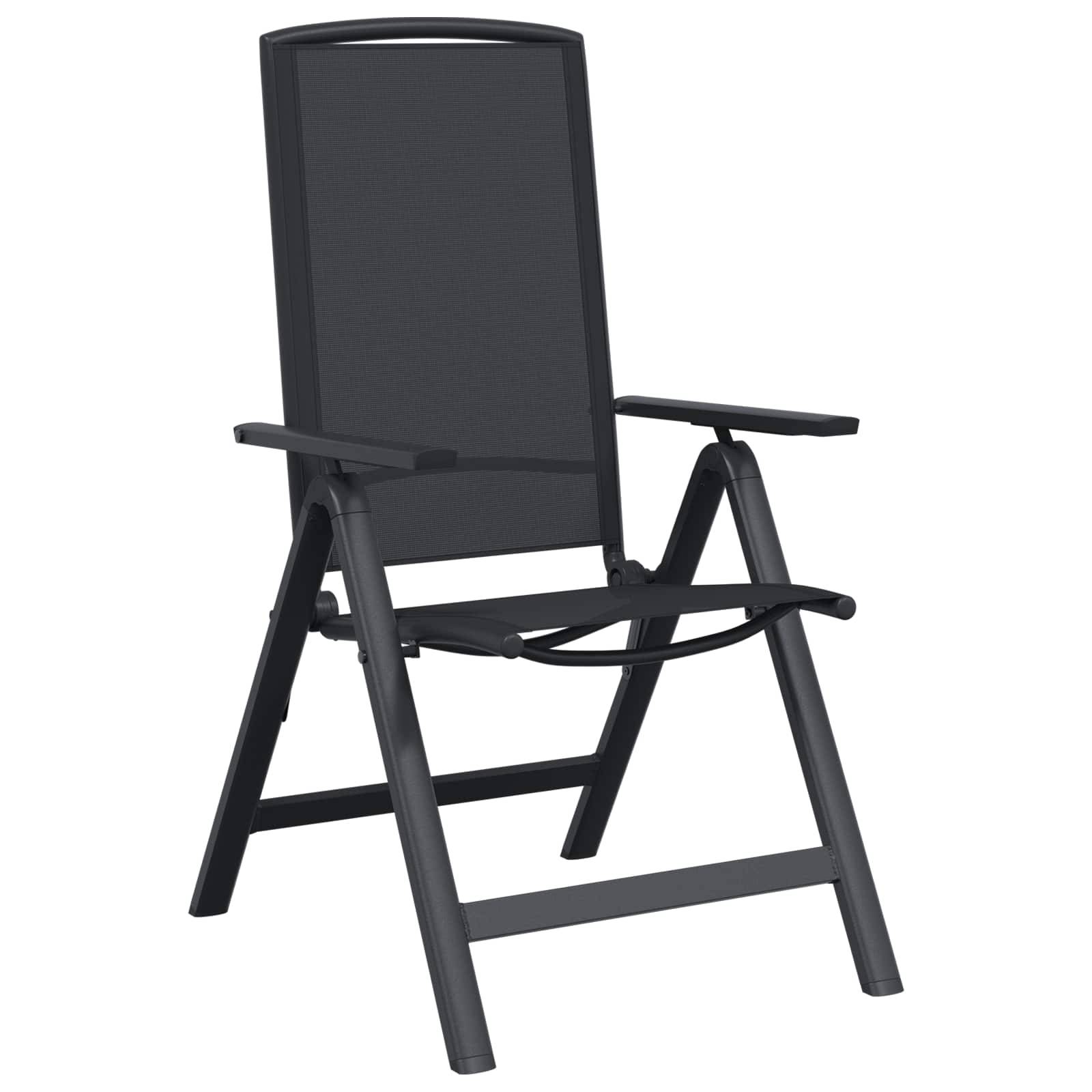 Chaises de jardin inclinables aluminium et textilène noir 71 x 58 x 112 cm - PANGIVO - Image 4